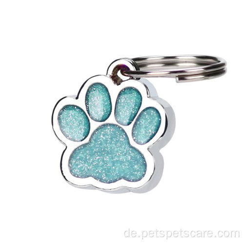 Personalisierte gravierte Glitzerpfoten -Print -Pet -ID -Tags